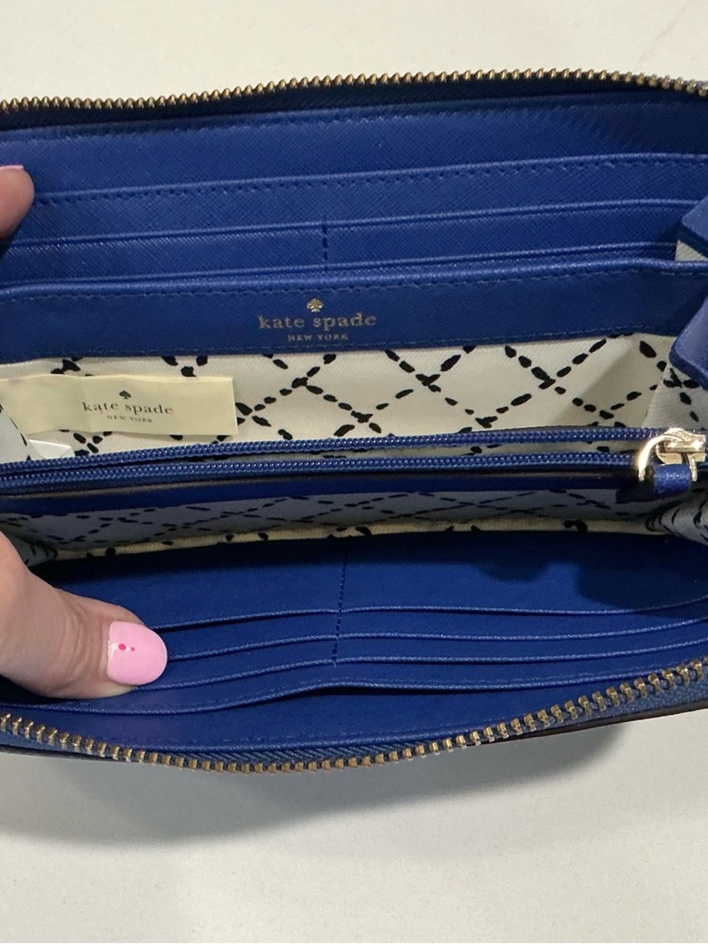 Kate Spade Blue Zip Around Wallet Saffiano Leather Long Wallet - Picture 3 of 3
